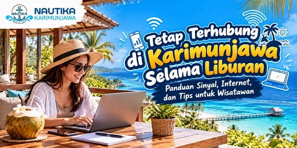 Wisatawan menggunakan laptop dan smartphone di penginapan Karimunjawa
